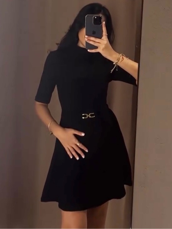 Zara Dresses & Skirts - Zara NWT buckled knit short sleeve black mini dress skater flared hem skirt